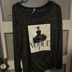 Gray Graphic Sweatshirt with Vogue Print